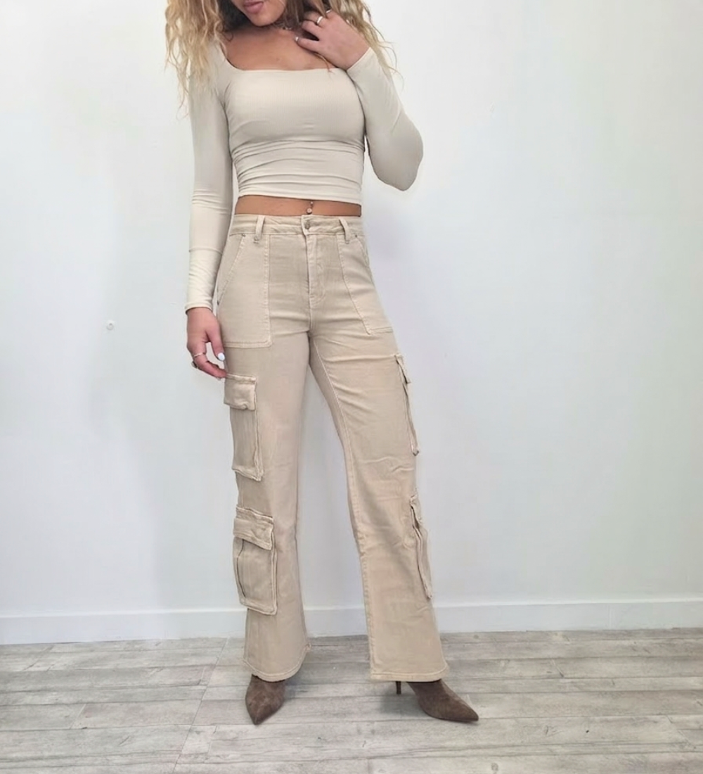 Pantaloni Cargo Wide-Leg con Tasche XL