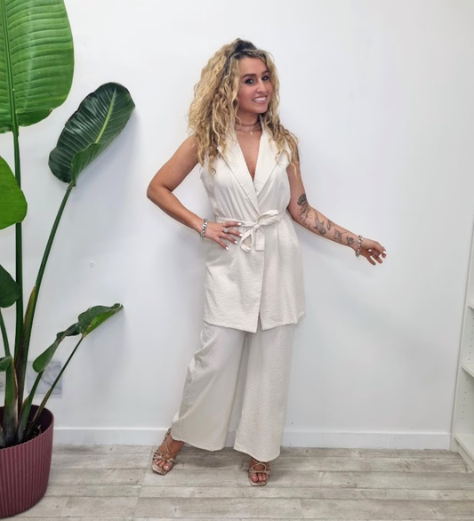 Completo Coordinato "Zoe" – Gilet Blazer & Pantalone Palazzo