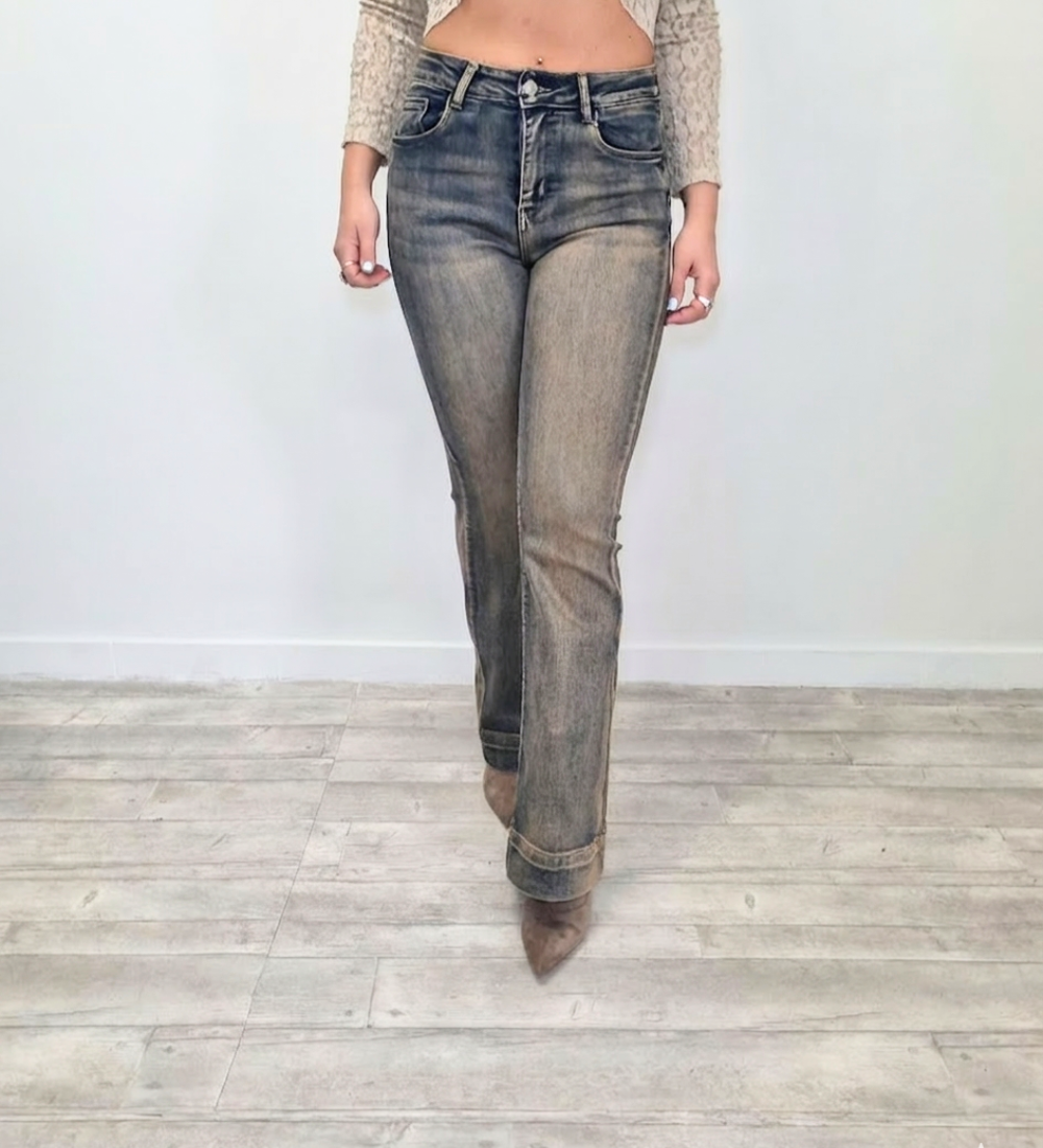 Jeans Flare Lavaggio Vintage Gold