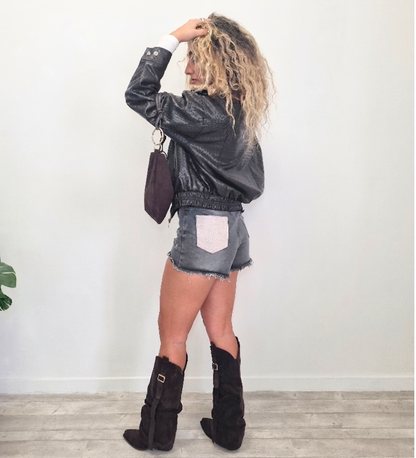 Giacca Bomber in Ecopelle Intrecciata
