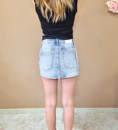 Minigonna Denim City Skort con Pantaloncino Interno