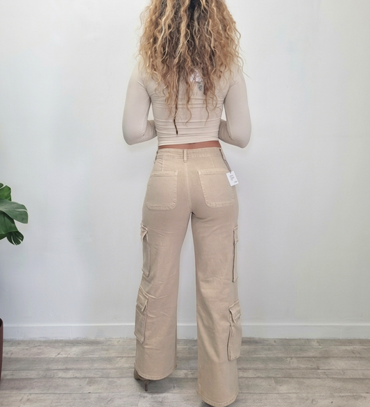 Pantaloni Cargo Wide-Leg con Tasche XL