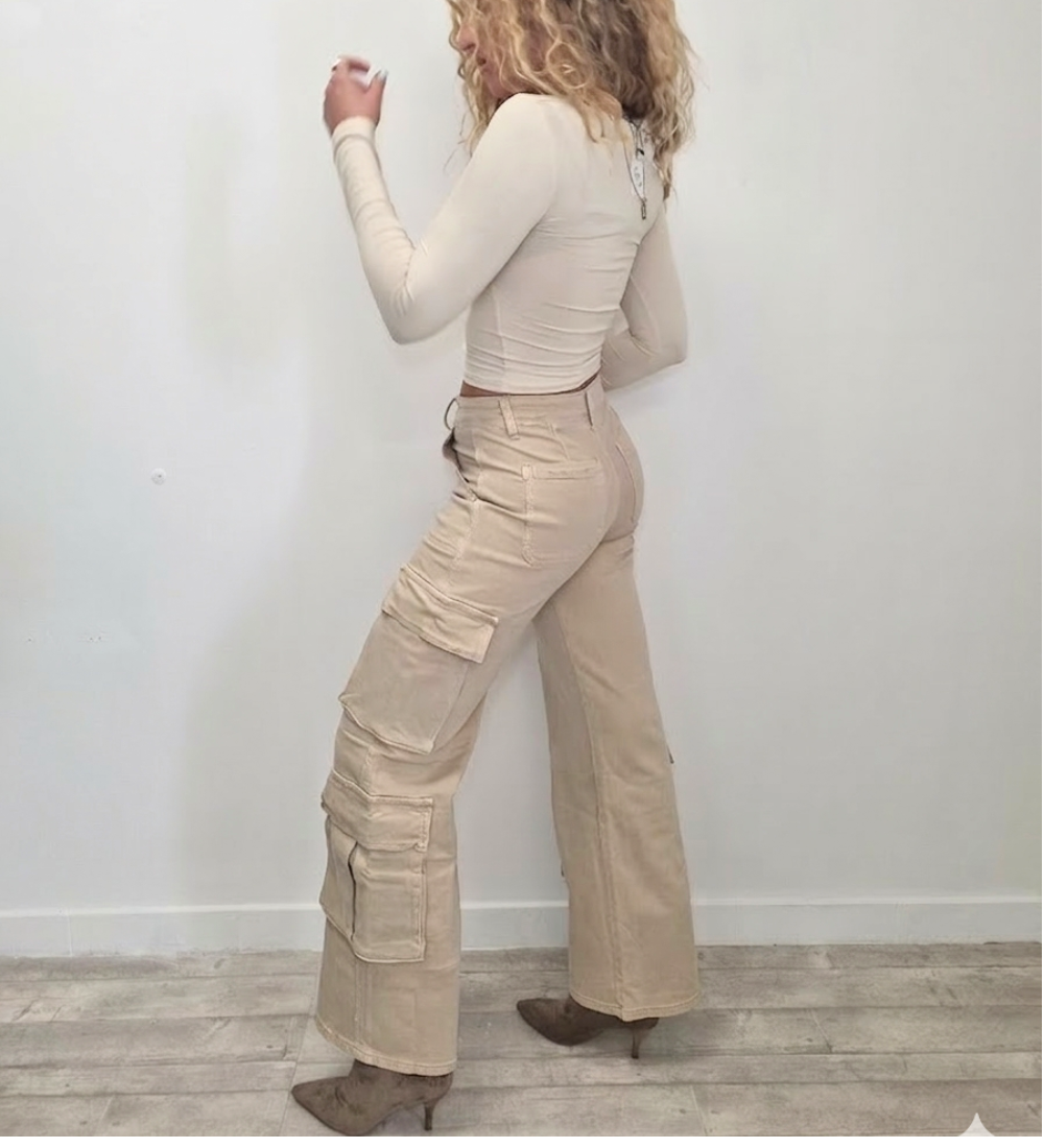 Pantaloni Cargo Wide-Leg con Tasche XL