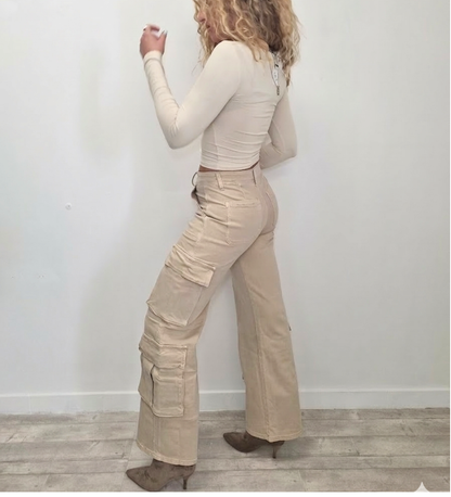 Pantaloni Cargo Wide-Leg con Tasche XL