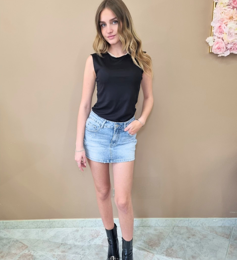 Minigonna Denim City Skort con Pantaloncino Interno