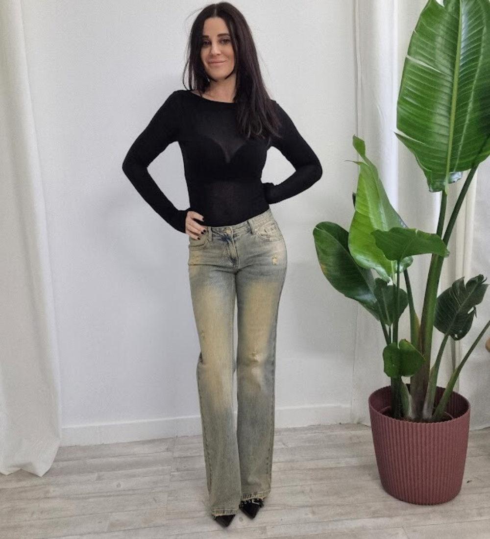 JEANS ARIANNA A ZAMPA LAVAGGIO VINTAGE