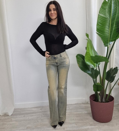 JEANS ARIANNA A ZAMPA LAVAGGIO VINTAGE