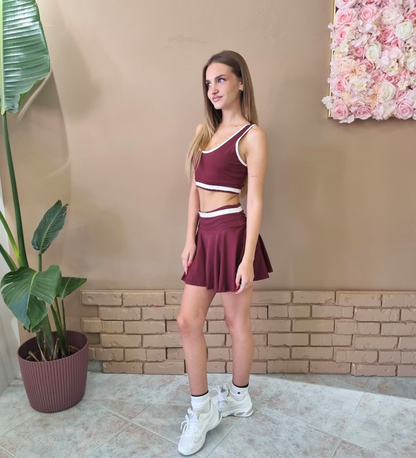 Completo Sportivo da Padel Donna Top Crop + Gonnellino Pants