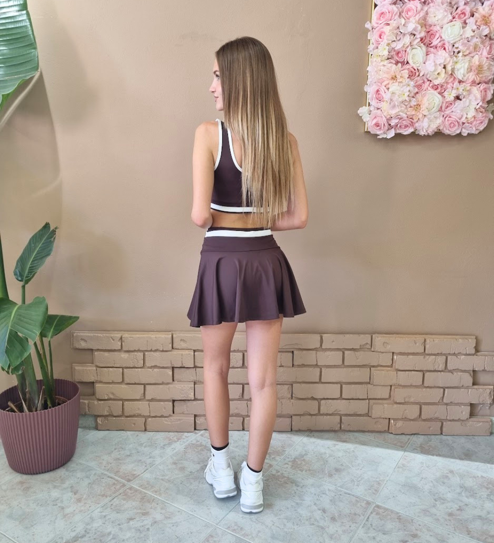 Completo Sportivo da Padel Donna Top Crop + Gonnellino Pants