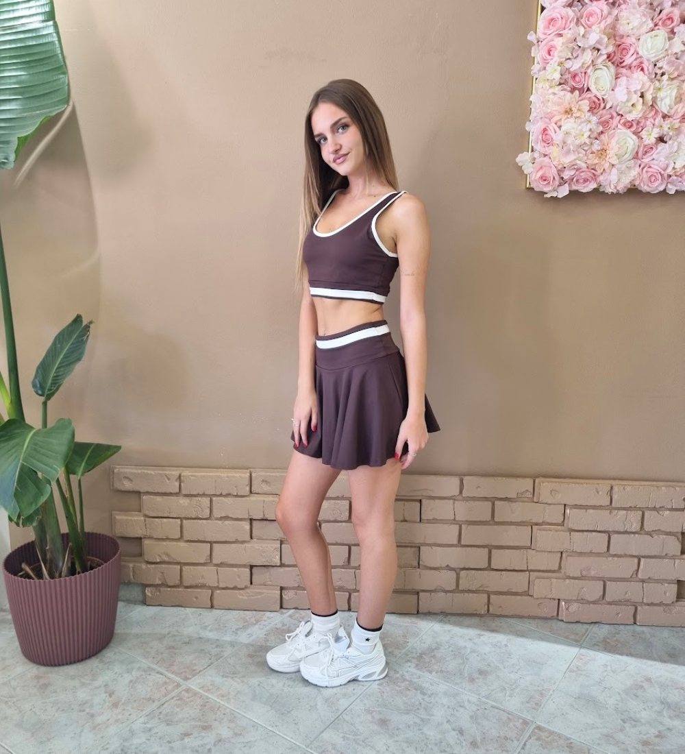 Completo Sportivo da Padel Donna Top Crop + Gonnellino Pants