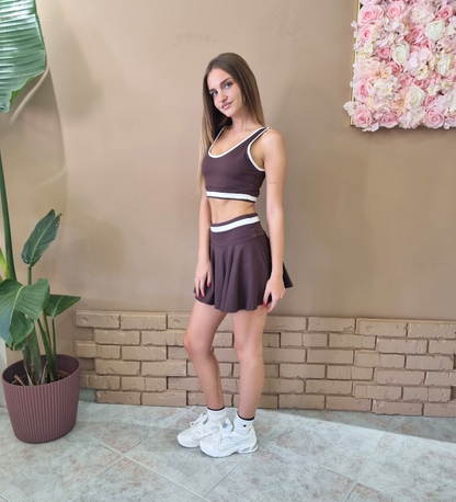 Completo Sportivo da Padel Donna Top Crop + Gonnellino Pants