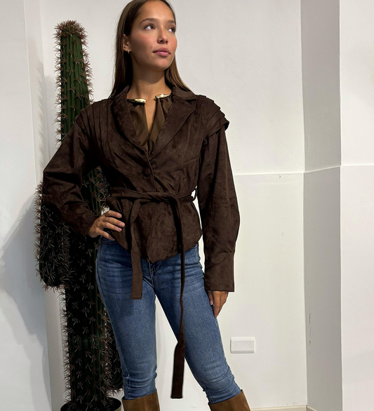 Giacca simil scamosciato testa di moro